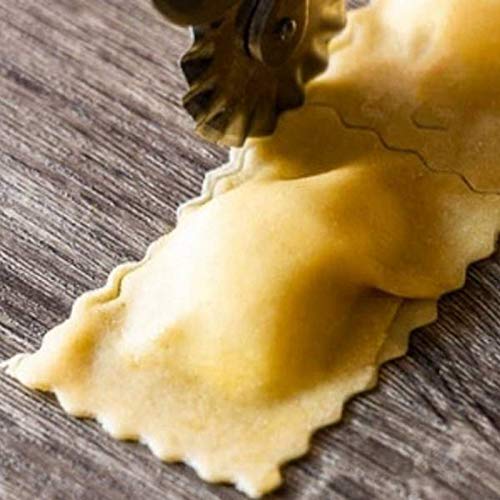 Nrpfell Ravioli Stamp Maker Cutter con Juego de Ruedas de Rodillos, Molde con Manejar de Madera para Borde Estriado, Accesorio de Cocina para Prensa de Pasta