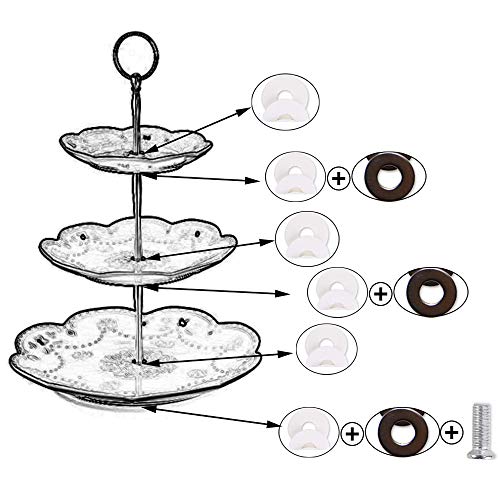 Nsiwem 5 Set Plata Accesorios de Soporte para Pastel Kits Cake Plate Fittings Barras de Soporte para Placas de Pastel Metal Barra Expositor para Tartas(Redonda)