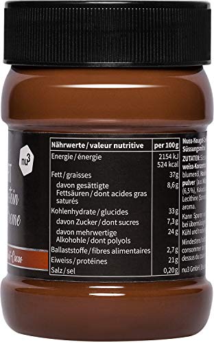 nu3 Fit Protein Creme - 400g Crema de chocolate y avellanas - Sin aceite de palma ni gluten - 90% menos azúcar - 21% de proteína - Excelente alternativa fitness baja en carbohidratos