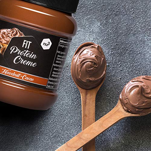 nu3 Fit Protein Creme - 400g Crema de chocolate y avellanas - Sin aceite de palma ni gluten - 90% menos azúcar - 21% de proteína - Excelente alternativa fitness baja en carbohidratos