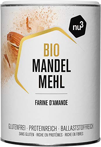 nu3 Harina de Almendras Ecológica – 420 g de almendra española molida – Alternativa para cocinar sin gluten - 51% de proteína – Menos carbohidratos que la fécula de trigo – Rica en fibra dietética