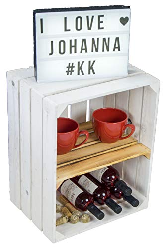 'Nueva Blanca Massive fruta ("Johanna con geflammtemzwischenbrett Horizontal/entre Tablas CA 50 x 40 x 30 cm estante/ – Zapatero Estantería para caja caja caja con manzana caja/vino caja