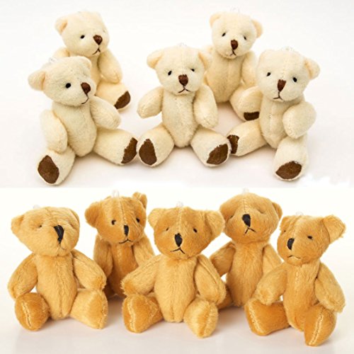 Nuevo - 10 X Oso De Peluche Pequeña (5 X marrón y 5 X Blanco) - Adorable Suave Lindo - Regalo Obsequio