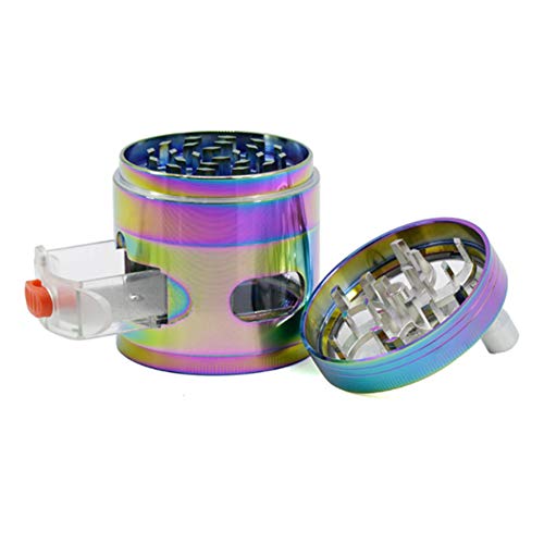 Nuevo diseño de hierba de arco iris Grinder Molinillo de tabaco de 4 piezas con colector de polen Aleación de zinc duradero Molinillo de especias para trabajo pesado con ventana de fácil acceso