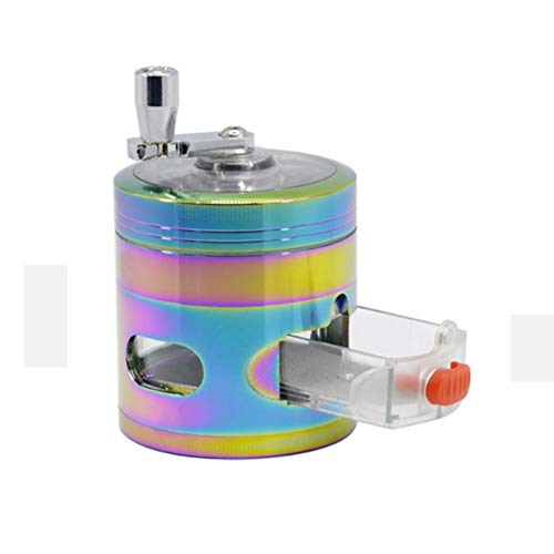 Nuevo diseño de hierba de arco iris Grinder Molinillo de tabaco de 4 piezas con colector de polen Aleación de zinc duradero Molinillo de especias para trabajo pesado con ventana de fácil acceso