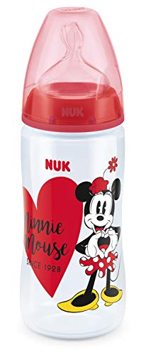 NUK Disney Mickey First Choice+ - Biberón de polipropileno para bebés (con tetina anticólicos, silicona, a partir de 6-18 meses, 300 ml) rojo Rojo (nuevo).