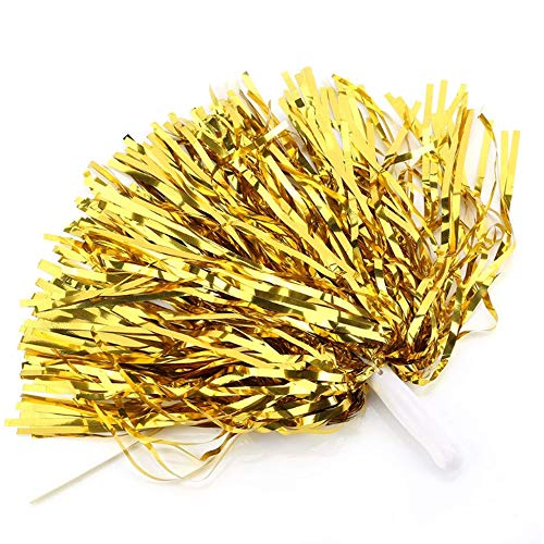 Nuluxi Pompones de Porristas Deportivos Juego de Animadoras Pompones Traje de Animadora Pompones Deportes Accesorios Adecuado para Escuadrones Jugadores Partidos Fiestas y Bailarines-12 Pcs (Dorado)