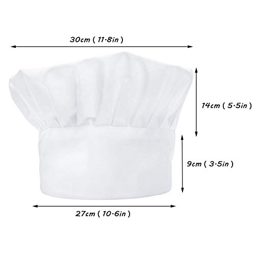 Nuluxi Unisex Ajustable Pasteleria Gorro de Chef No Impreso Ajustable Gorro de Chef Adulto Blanco Elástico Chef Sombrero Accesorios de Cocina Apto para Hosteleria Pub Cocina y Restaurante (2 Piezas)