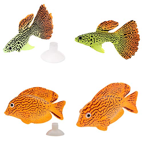 NUMAMA 4 Piezas de Peces Artificiales para decoración de Acuario, decoración Colorida para paisajes, Adorno Flotante