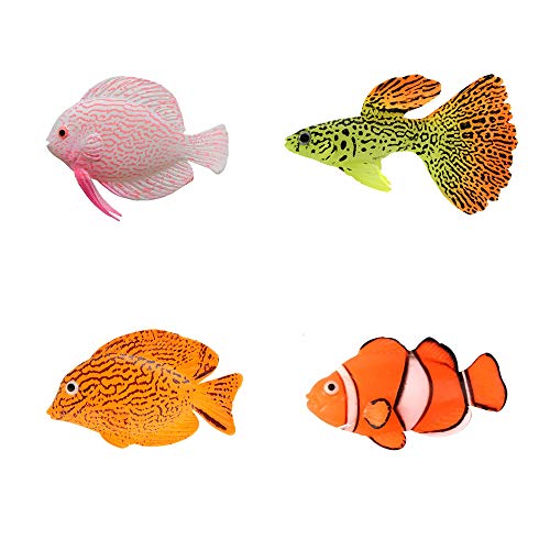 NUMAMA 4 Piezas de Peces Artificiales para decoración de Acuario, decoración Colorida para paisajes, Adorno Flotante