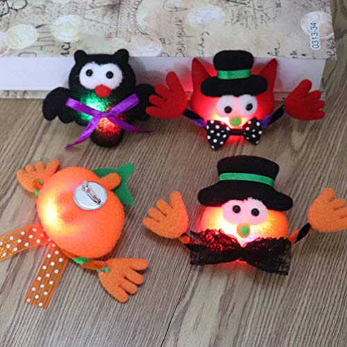 NUOBESTY 4 Unids Led Halloween Broche Pin Felpa Fieltro Calabaza Murciélago Gato Rojo Alfileres de Solapa Personalidad Pechera Boutonniere para Niños