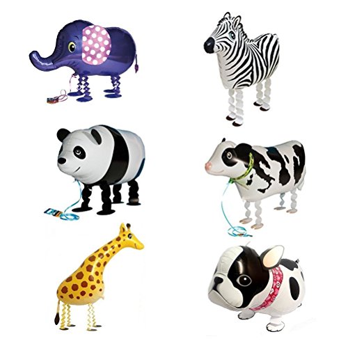 NUOLUX 6pcs para la globo animal del perro de la jirafa de la vaca de la panda de la cebra del elefante del globo de la hoja decoración del partido