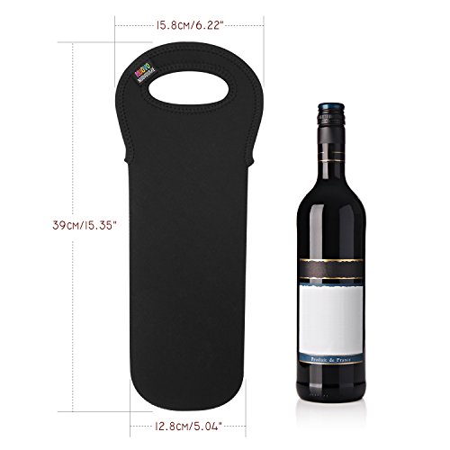 Nuovoware Funda de Botella para Botellas de Vino y Agua de Vino, Cerveza, Bebidas, Refrescos, Funda de Enfriadores de Neopreno, Fundas Aislantes para Botella - Árbol de Suerte y Negro