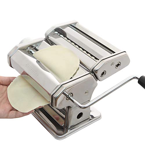 Nuvantee Máquina Para Hacer Pasta – Rodillo 150 con Corta Pasta – 7 Configuraciones de Espesor Regulables – Haga Perfectos Espaguetis o Fettuccine