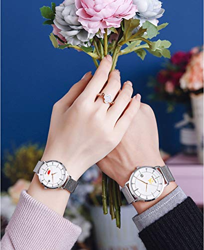 N·XHXL Relojes De Los Pares 2Pcs para Mujeres De Los Hombres, Su Pareja O Hers Cuarzo Relojes De Pulsera Impermeable con Ventana Fecha, Romántico Flecha De Cupido, Regalos San Valentín,B