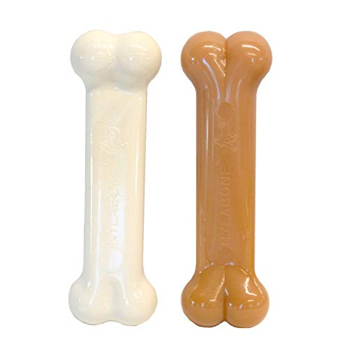 Nylabone - Juego de 2 Juguetes para Masticar Resistentes para Perros, con Sabor