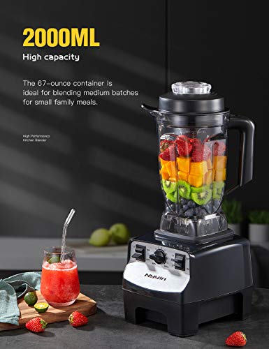 NYYIN Batidoras Vaso, Batidora, Licuadora Batidora, Blender 2000W, 39,000 RPM, Contenedor Tritan de 2L sin BPA, Smoothie Batidoras