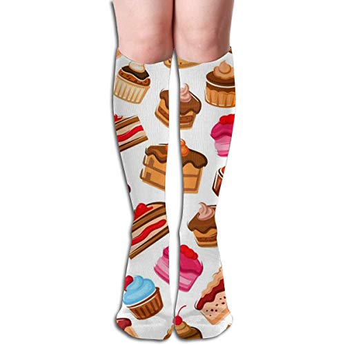 NZ Cupcakes, Cakes and Muffins,Design Elastic Blend Long Socks Compression Knee High Socks (50cm) for Sports
