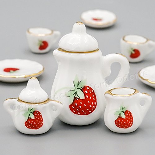 Odoria 1/12 Miniatura 15PZ Conjunto de Tazas de Té Porcelana Cocina Accesorio para Casa de Muñecas