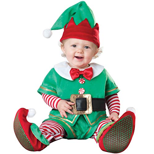 Odziezet Navidad Conjunto Bebé Niño Niña Papá Noel Elf Reno Muñeco de Nieve Ropa Disfraz 4 PCS Sombrero + Traje + Zapatos + Bufanda 0-2 años