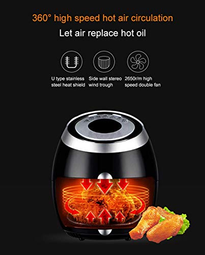 OFAY Freidora de Aire Multifuncional, freidora eléctrica sin Aceite de 1500 W, Control de Temperatura, cocción sin Aceite y Baja en Grasa o alitas de Pollo con Papas Fritas