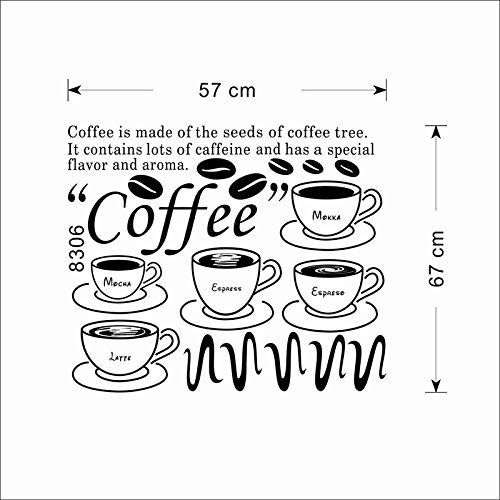 Oferta caliente presupuesto cocina restaurante decoración del hogar taza de café icono etiqueta de la pared pegatina extraíble vinilo