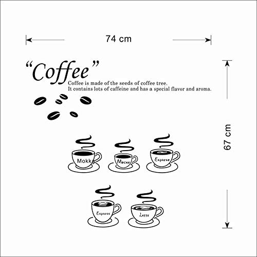 Oferta caliente presupuesto cocina restaurante decoración del hogar taza de café icono etiqueta de la pared pegatina extraíble vinilo