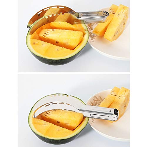 Offershop - Tamaño Rebanadas Servir Melón Sandía Cantalupo Papaya Calabaza Fruta en Acero Inoxidable Cuchillo Melones Sandías Papayas Calabazas