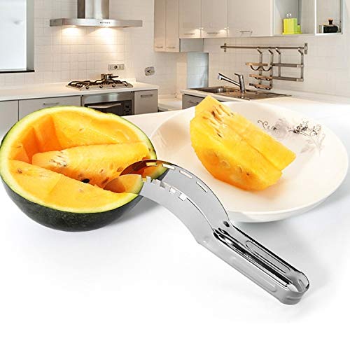 Offershop - Tamaño Rebanadas Servir Melón Sandía Cantalupo Papaya Calabaza Fruta en Acero Inoxidable Cuchillo Melones Sandías Papayas Calabazas