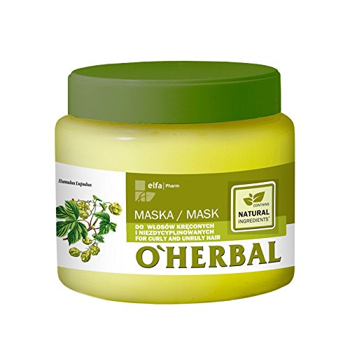 O'Herbal Mascarilla Pelo/Cabello Rizado Y Rebelde Profesional Natural Hidratante Ecológica Sin Sulfatos Ni Siliconas Con Extracto De Lúpulo O´Herbal 500Ml 500 ml