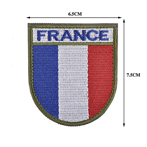 Ohrong Francia bandera bordada táctica moral parche F2/FELIN Uniforme francés Sheild Armband apliques hombro insignia para sombreros tácticos y engranajes (blanco)