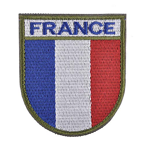 Ohrong Francia bandera bordada táctica moral parche F2/FELIN Uniforme francés Sheild Armband apliques hombro insignia para sombreros tácticos y engranajes (blanco)