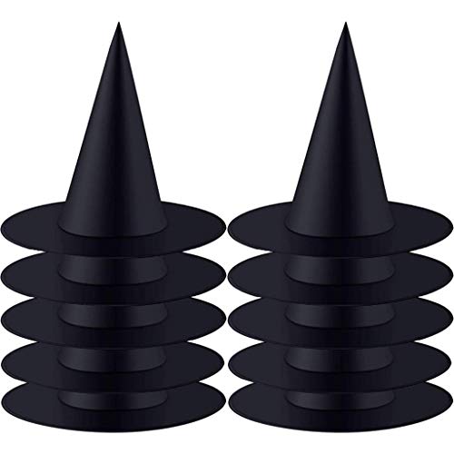 Olgaa - Paquete de 10 gorros de bruja para Halloween, disfraz de bruja, accesorio para Halloween, Navidad, carnaval, fiesta