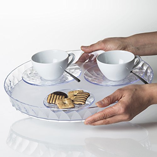 Omada Design 2 tazas de té en porcelana y platos de colores prácticos, en acrílico efecto diamante, Diamond Collection