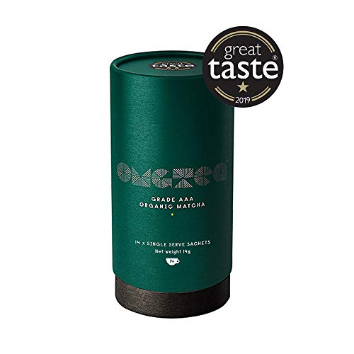 OMGTea 14 Serving Pack - Bolsitas de polvo de té verde orgánico Matcha de un solo servicio - Grado AAA