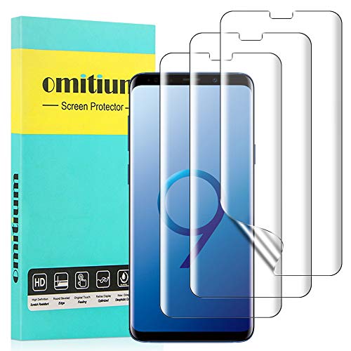 omitium Protector de Pantalla Samsung Galaxy S9, [3 Packs] Protector de Película Samsung Galaxy S9 [Cobertura Completa] Sin Burbujas Alta Definición Película Protectora de TPU Samsung Galaxy S9