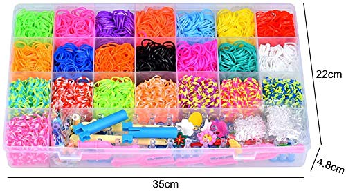 ONECK Caja Pulseras Gomas Bandas de Silicona para Hacer Pulseras De Colores Loom Kit para Pulseras(6800 Loom Bandas)