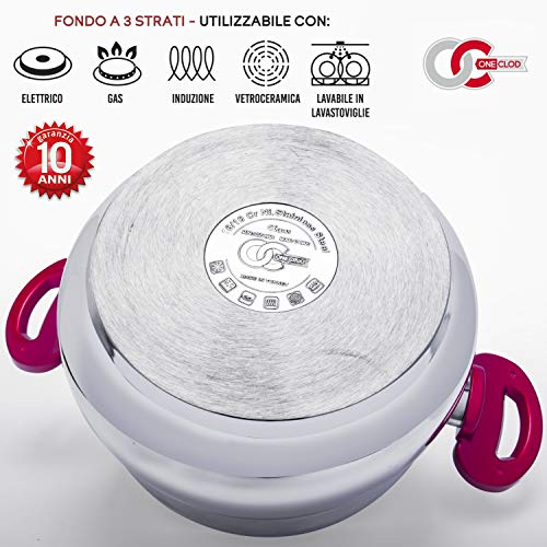 OneClod - Olla a presión Floria, 5 L, acero inoxidable, válvula de seguridad, apta para inducción, receptáculo y tapa de cristal incluido, recomendado por chef, certificado CE - Olla a presión