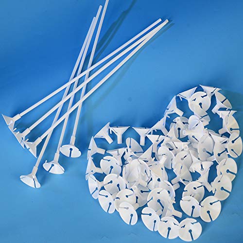 OnePine 50 Piezas Globo Palos con Copas para Fiesta y Boda Decoraciones,32CM Blanco