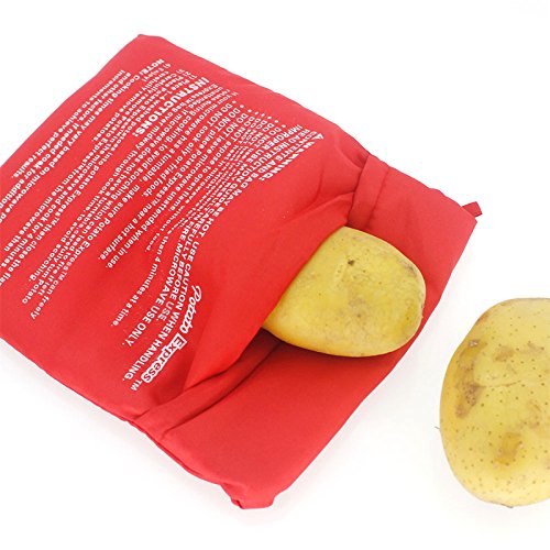 ONEVER Microondas reutilizable patata Cocina de la patata bolsa Olla Roja Microondas Olla de patatas Patatas bolso perfecto en solo 4 minutos