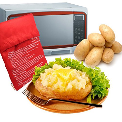 ONEVER Microondas reutilizable patata Cocina de la patata bolsa Olla Roja Microondas Olla de patatas Patatas bolso perfecto en solo 4 minutos
