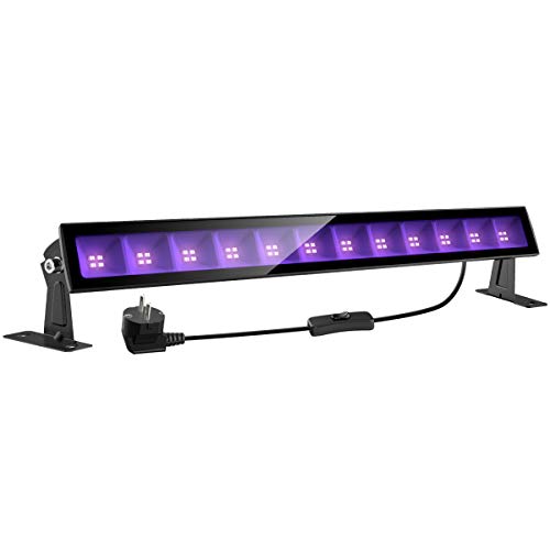 Onforu 24W Luz LED UV Lámpara de Luz Negra, 48 LEDs Barra Ultravioleta Iluminación de Escenario con Interruptor, Cable de Alimentación de 1.5M para Bar Discoteca DJ Disco Halloween Navidad Fiesta