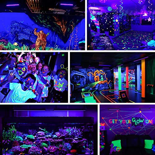 Onforu 24W Luz LED UV Lámpara de Luz Negra, 48 LEDs Barra Ultravioleta Iluminación de Escenario con Interruptor, Cable de Alimentación de 1.5M para Bar Discoteca DJ Disco Halloween Navidad Fiesta