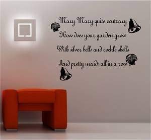 Online Design Mary Mary Nursery Rhyme Adhesivo de Vinilo para Pared Niños - Azul