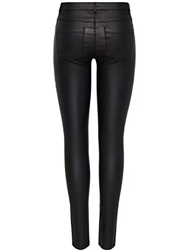 ONLY onlNEW ROYAL REG SK. BIKER COATED NOOS, Pantalones Mujer, Negro (Black), L/L30 (Talla del fabricante: Large)