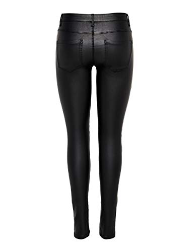 ONLY onlNEW ROYAL REG SK. BIKER COATED NOOS, Pantalones Mujer, Negro (Black), S/L30 (Talla del fabricante: Small)