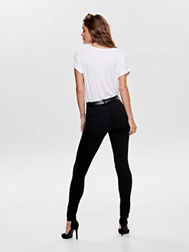 Only Onlrain Reg Skinny Jeans Cry6060 Vaqueros, Black Denim, 38W / 30L para Mujer