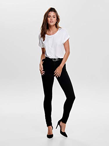 Only Onlrain Reg Skinny Jeans Cry6060 Vaqueros, Black Denim, 38W / 30L para Mujer