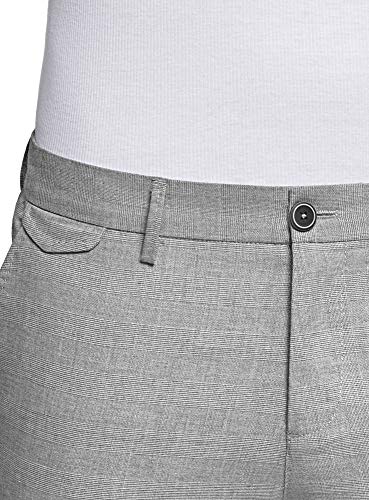 oodji Ultra Hombre Pantalones Clásicos con Pinzas, Gris, 48