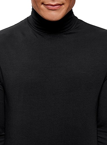 oodji Ultra Hombre Suéter de Cuello Alto Básico Ajustado, Negro, ES 44 / XS